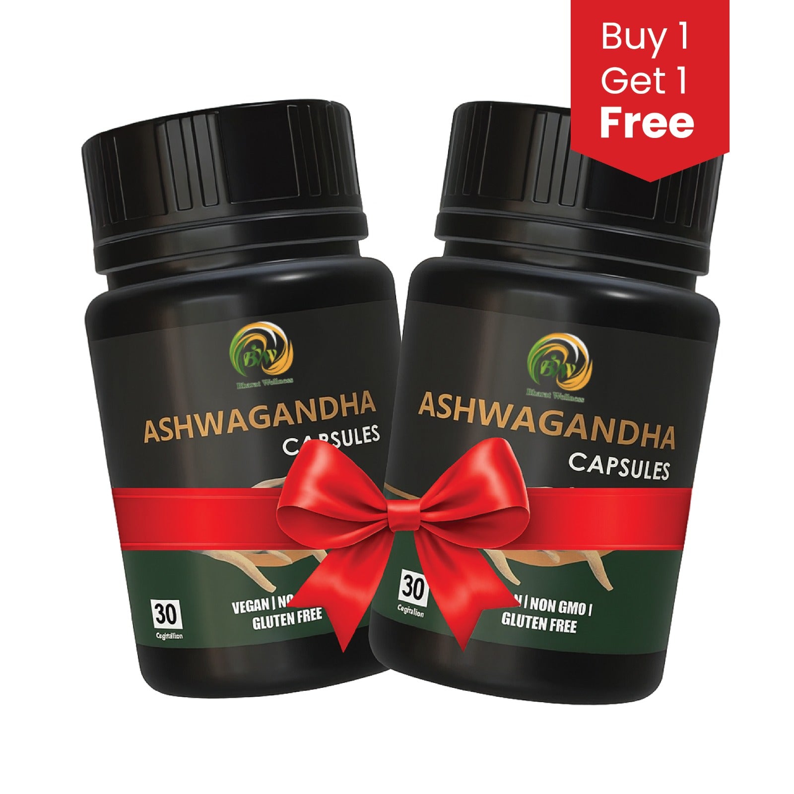 BHARAT WELLNESS Ashwagandha Capsule - 30 Capsules (Buy 1 Get 1 Free)